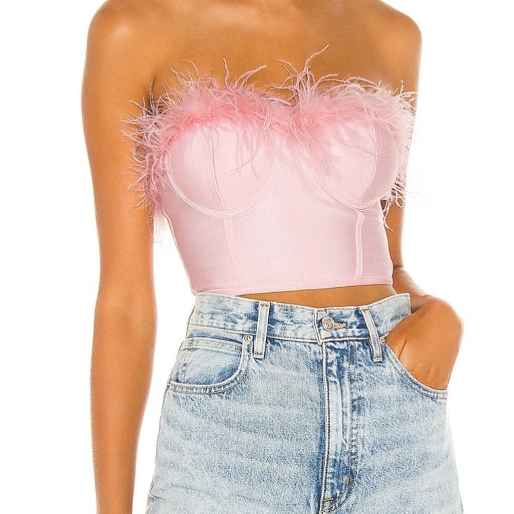 NWT Superdown Pink Feather Bustier Top